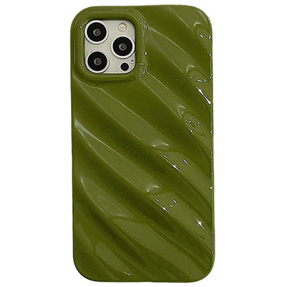 Ins Style simple pleated silicone phone case for Apple iPhone in a Nordic design colour.