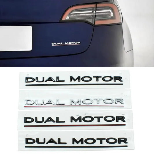 Model 3 car bumper sticker measuring 19cm by 3cm in ABS plastic with matte black and red stripe design