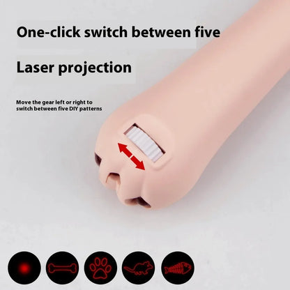 Infrared rechargeable pet laser toy projecting cat footprints pattern in blue colour
