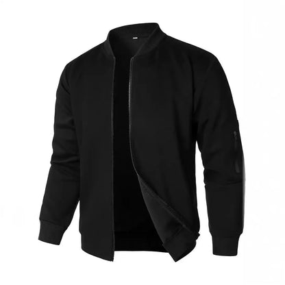 Men's loose fit knitted jacket in black, blue, or grey with long sleeves and cotton fabric