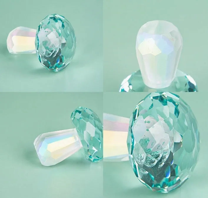 White crystal mushroom decorative sculpture measuring 40mm by 53mm in transparent, light green, red, or yellow colour options