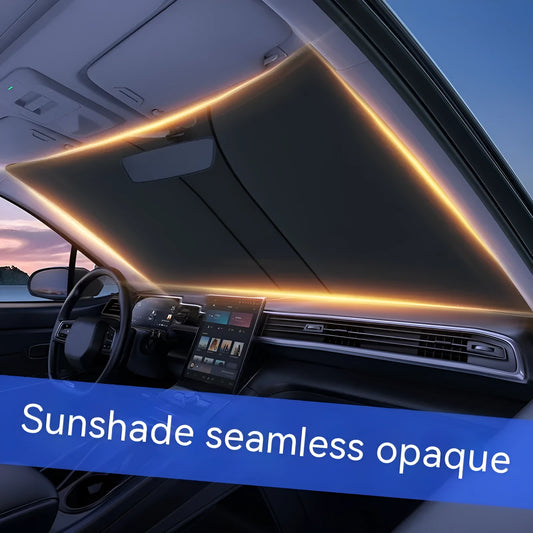 Car double ring front sun shield with titanium silver coating for windscreen heat protection