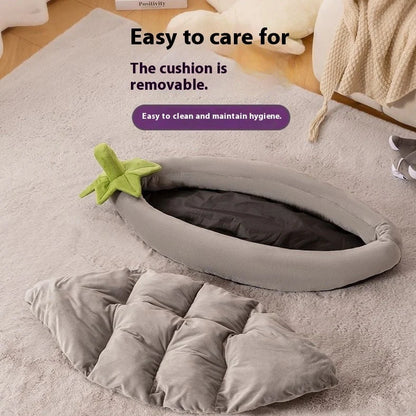 Universal removable washable dog mat in eggplant pet pad-brown colour showing cloth texture and rectangular shape