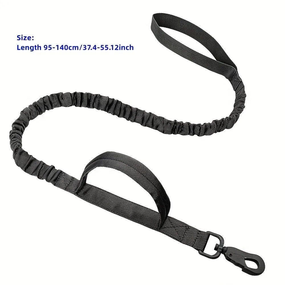Retractable dog leash for large breeds with ergonomic handle, shown in black, green, and khaki.