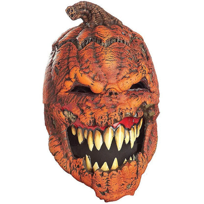 Halloween skull mask with movable jaw showing brain flower design in vinyl construction
