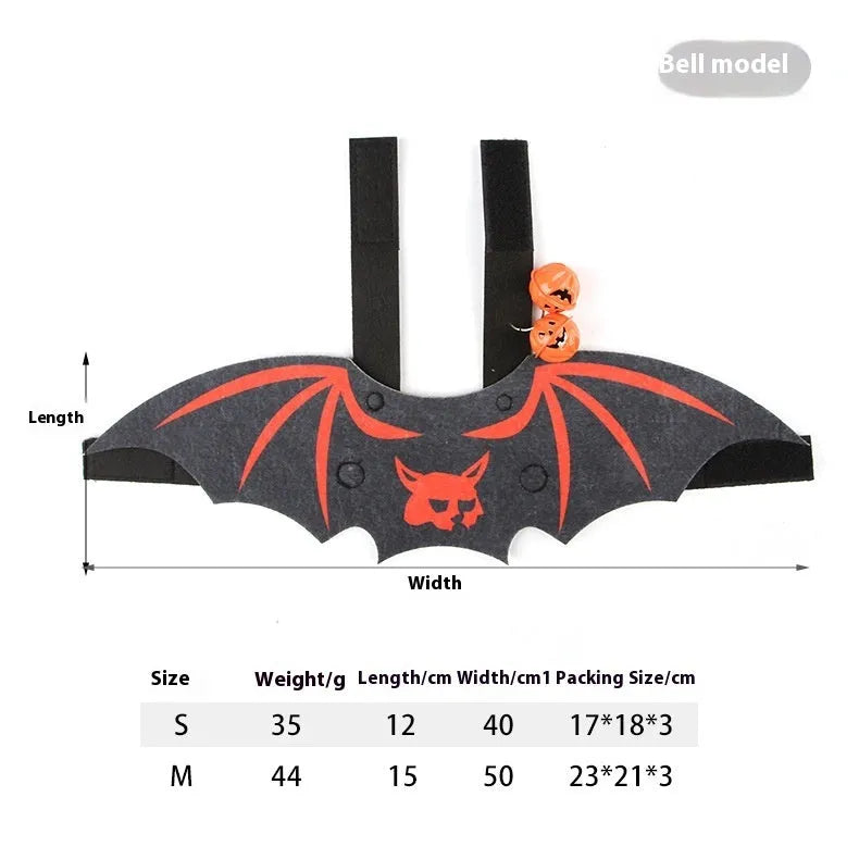 Halloween batwing costume for small pets in felt material with bat wing design