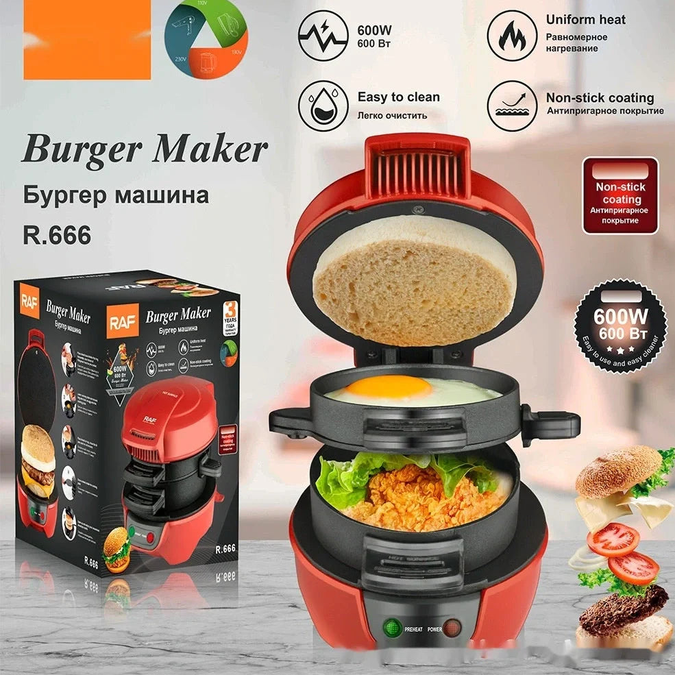 European standard red sandwich toaster with plastic stainless steel body and compact design