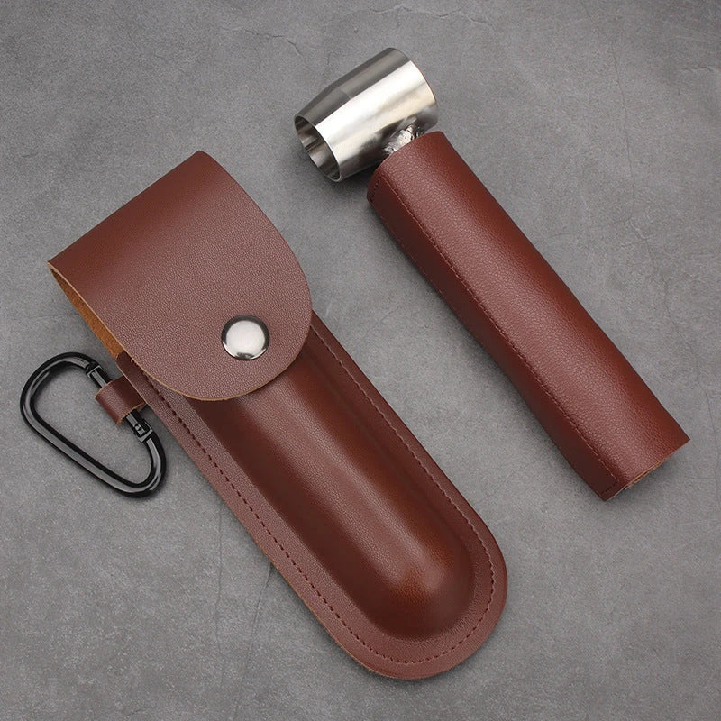 Versatile Outdoor Survival Auger Drill with Leather Case and Alloy Construction for Camping, Bushcraft, and Outdoor Projects
