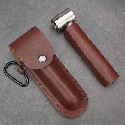 Versatile Outdoor Survival Auger Drill with Leather Case and Alloy Construction for Camping, Bushcraft, and Outdoor Projects