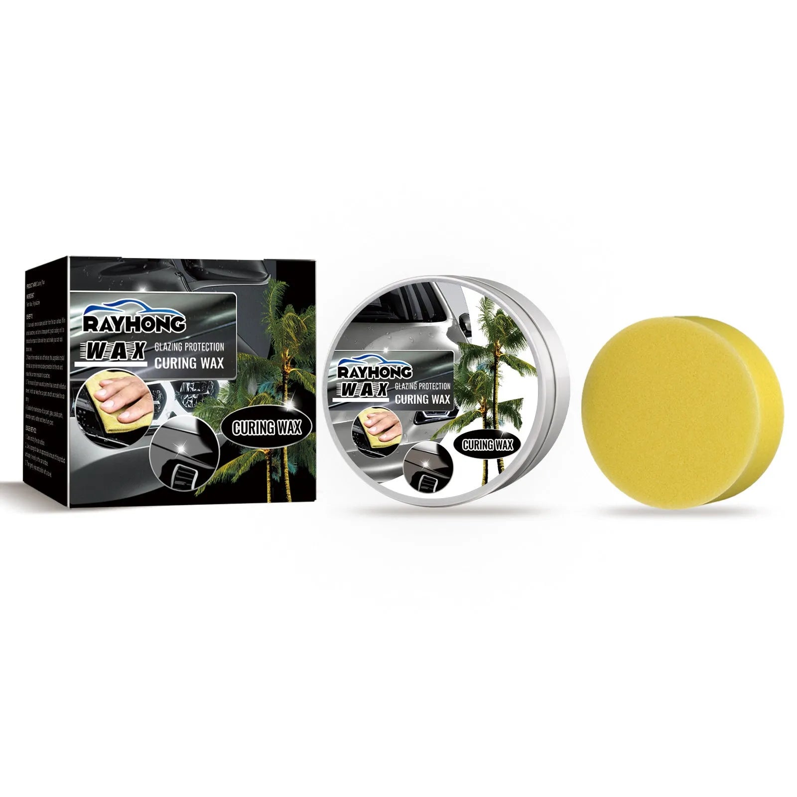 100g car coating wax tin with application sponge for automotive paint protection