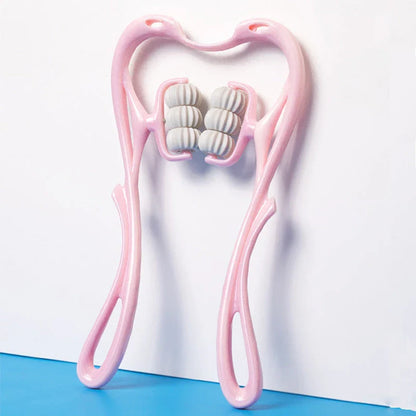 6-wheel neck massager with smooth-rolling balls for soothing muscle relief and relaxation