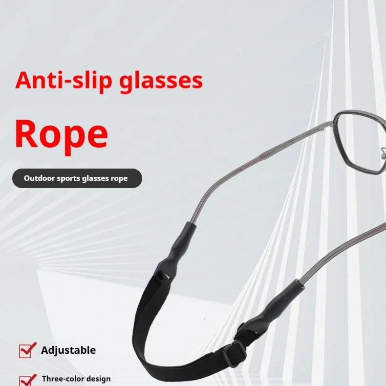 Adjustable glasses cord strap with silicone earpiece tips for anti-slip and anti-fall security in black colour available in adult or children's styles and single or six-pack specifications