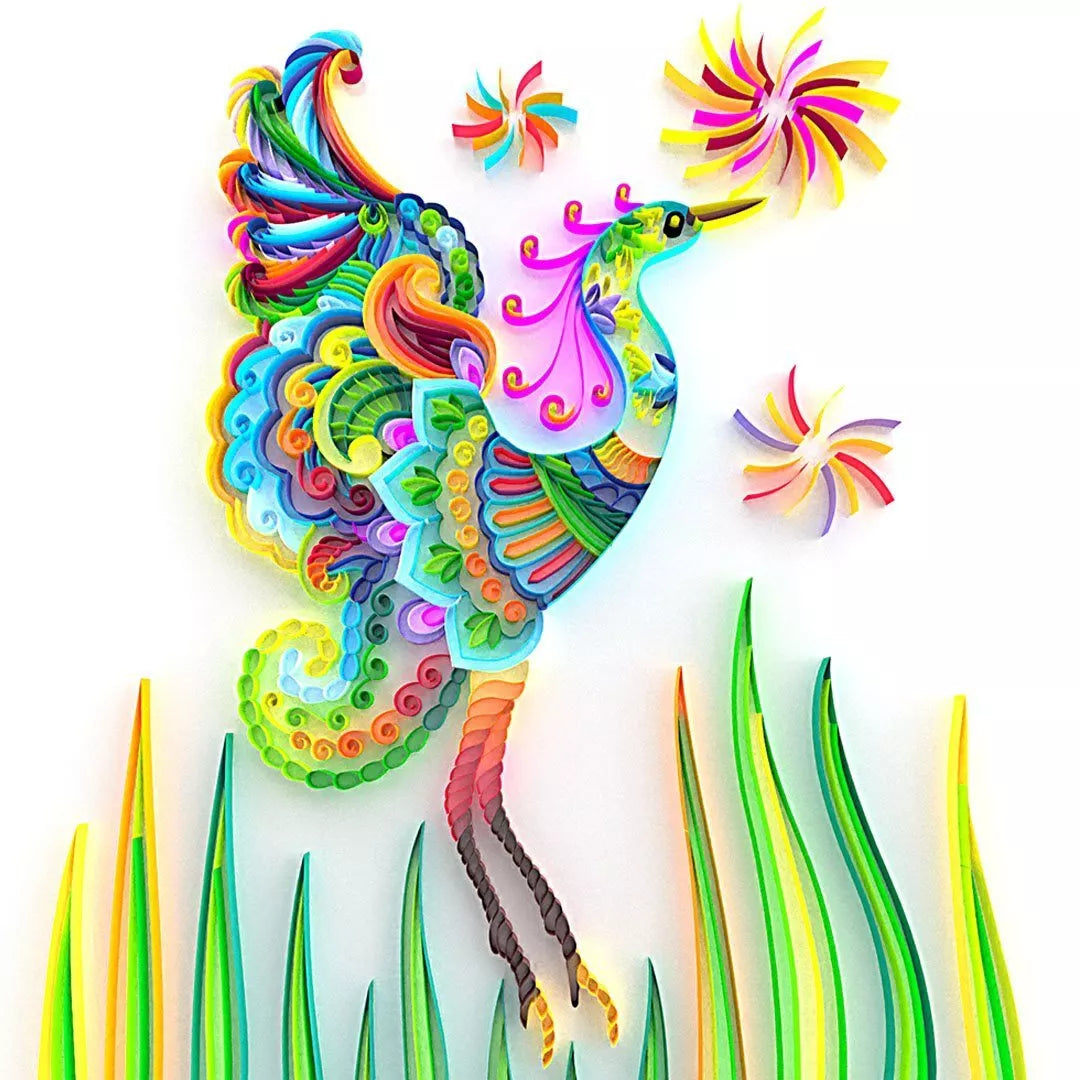 Handmade quilted paper painting set with animal themes and crafting tools