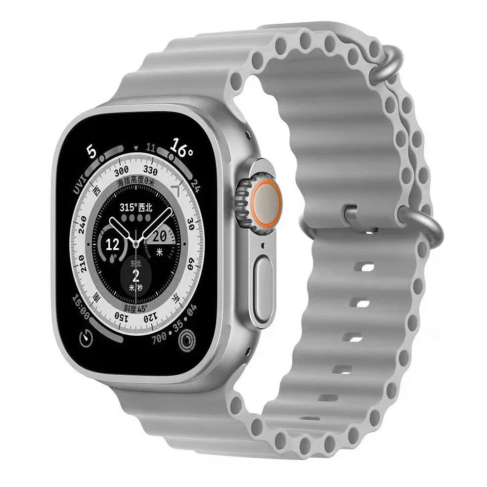 Ocean silicone watch band in midnight blue for Apple Watch 42mm, with buckle closure and flexible fit