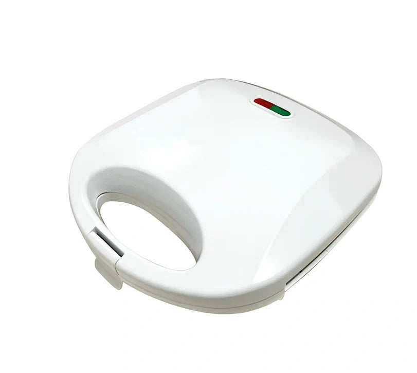 White 220V double-sided sandwich machine with 110×130mm baking trays and 750W power rating