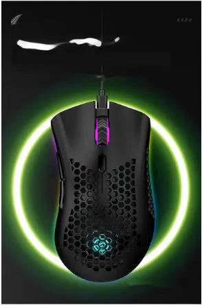 BM600 wireless luminous mouse with hollow out design in black, cyan, or white colour.