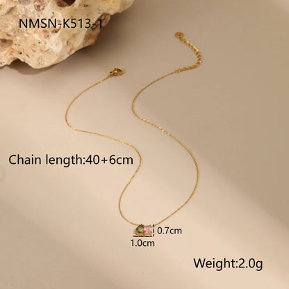 Geometric zircon jewellery set with gold-plated necklace, ring and earrings on stainless steel chain