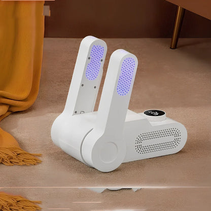 Multifunctional shoe dryer with folding design and purple light antibacterial technology for drying and deodorising footwear