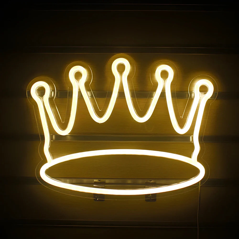 Yellow LED crown neon light with atmospheric illumination for decorative lighting