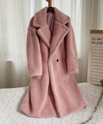 Stylish women's winter faux fur coat with pockets in various colors