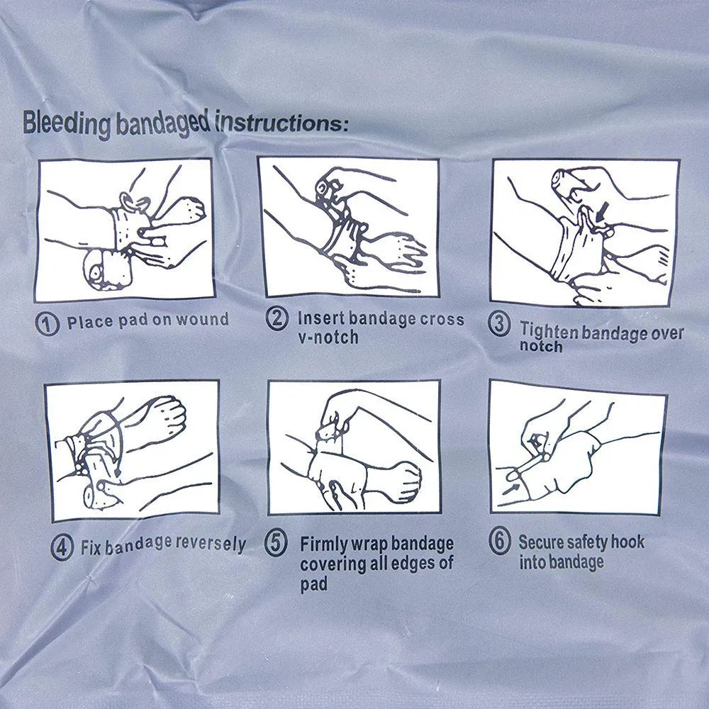 Simple portable outdoor training hemostatic bandage showing 10cm and 15cm sizes with tactical gauze tape