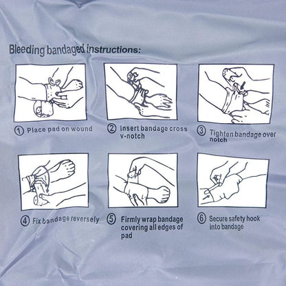 Simple portable outdoor training hemostatic bandage showing 10cm and 15cm sizes with tactical gauze tape