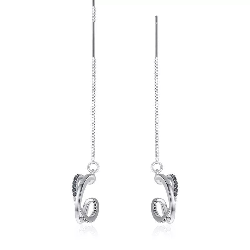 Black Geometric Copper Tassel Ear Clip for Women - Stylish & Durable