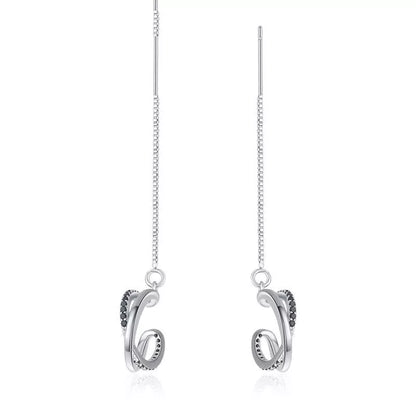 Black Geometric Copper Tassel Ear Clip for Women - Stylish & Durable