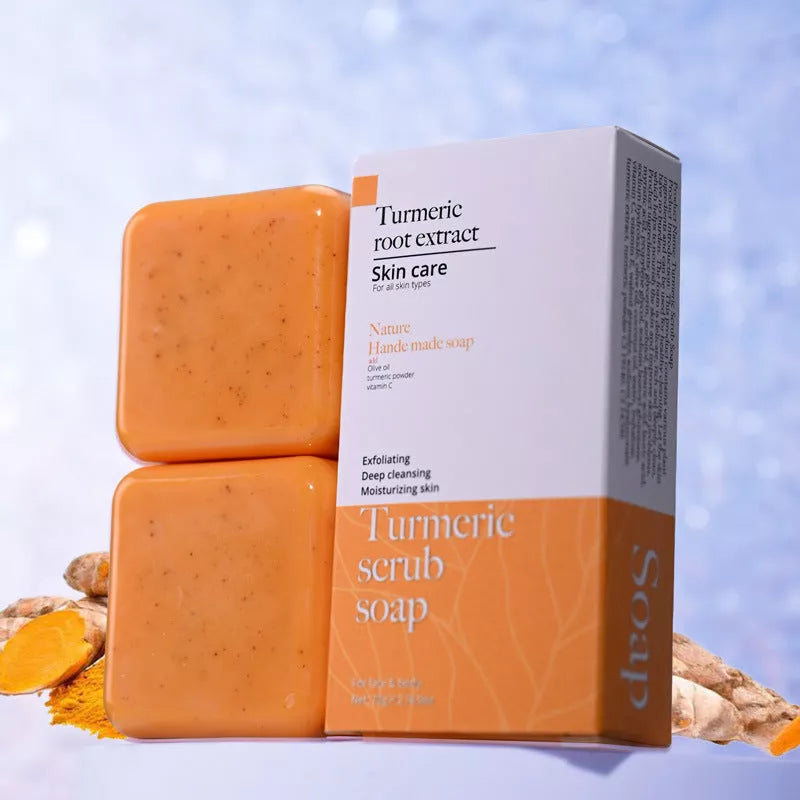 Handmade turmeric cleansing soap with natural ingredients for all skin types