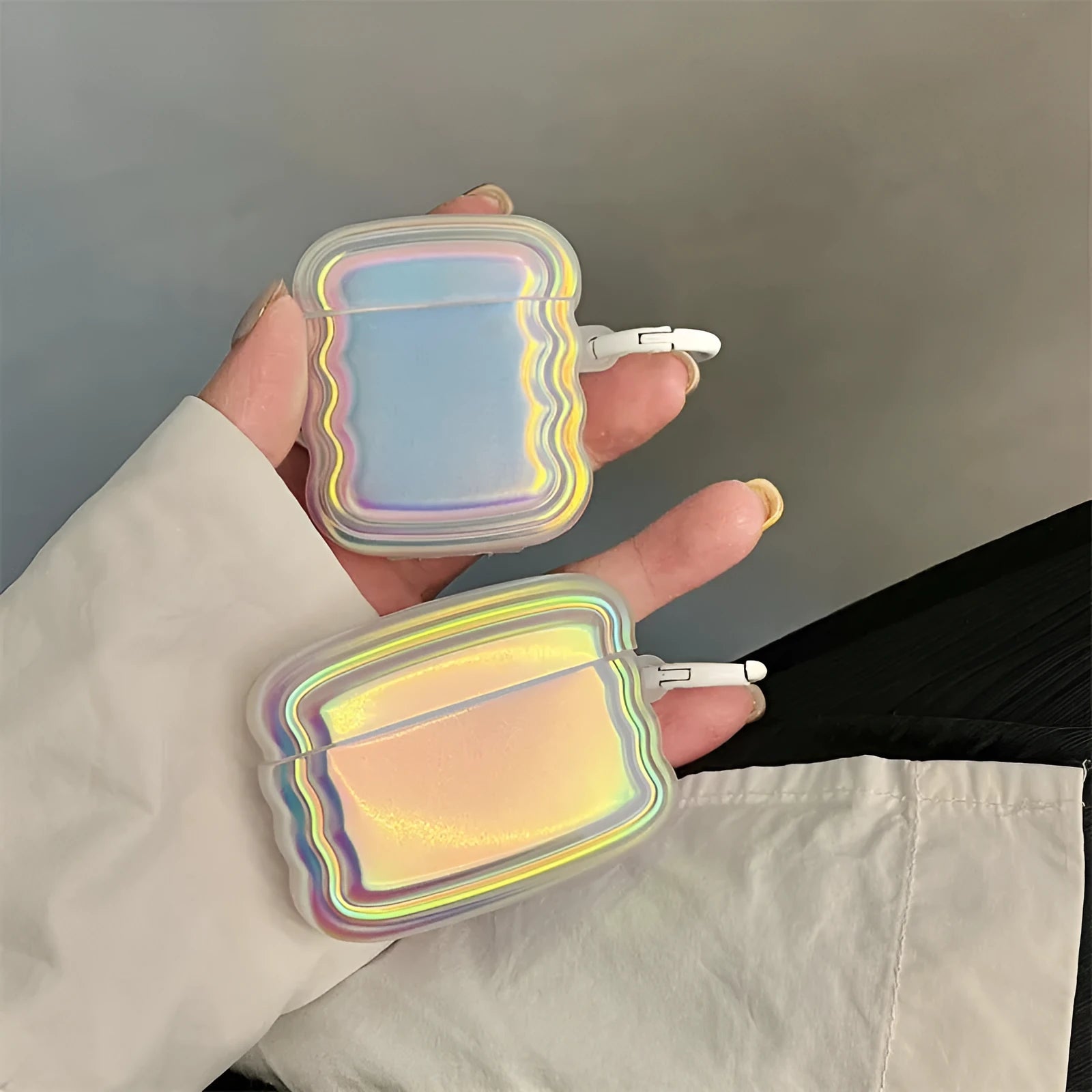 Silicone AirPods case with laser engraved ring design on protective earphone cover