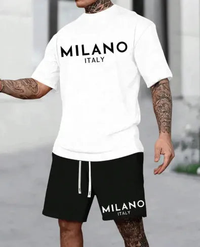 Polyester short sleeve suit set showing coordinated top and shorts in available colours