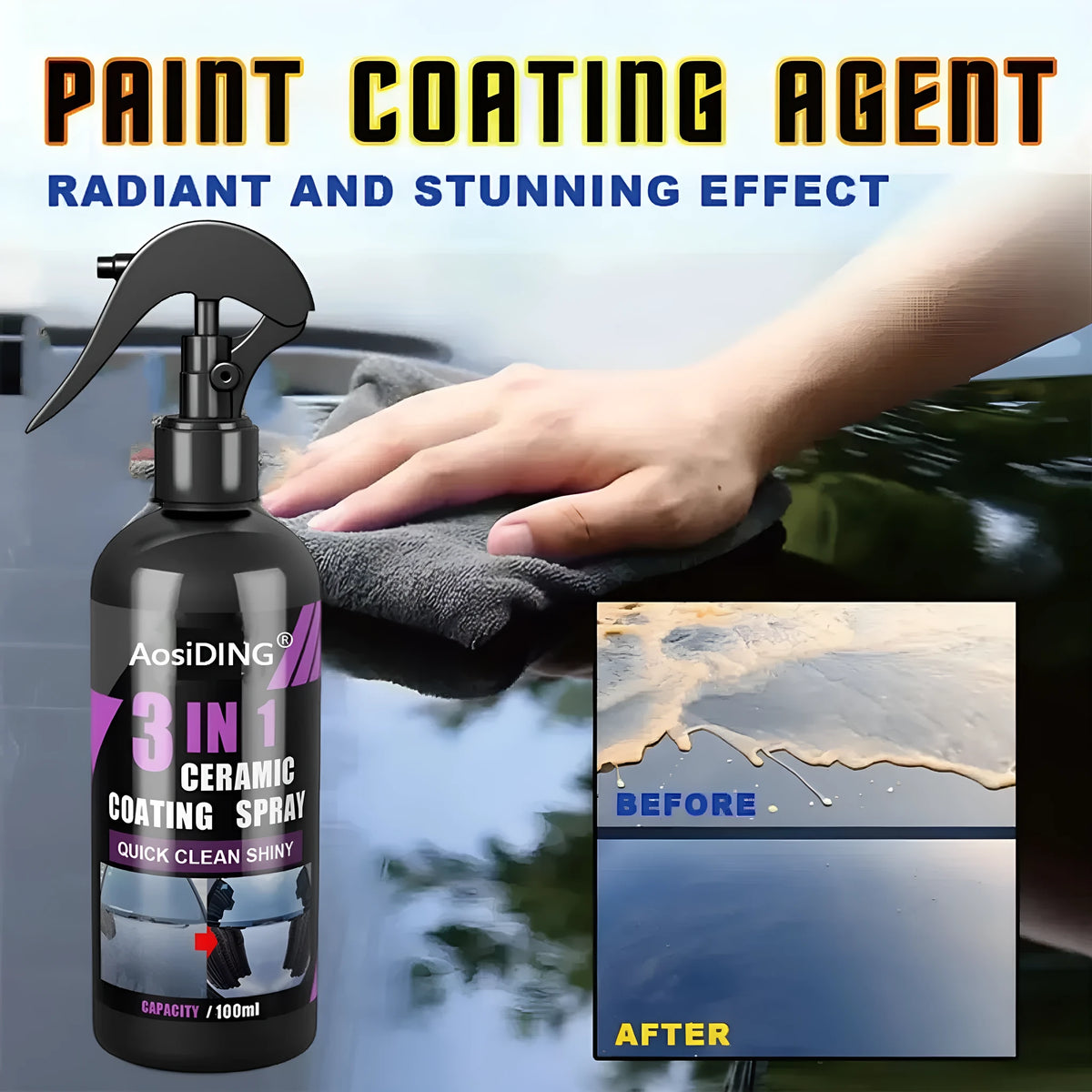 AosiDING 3N1 ceramic coating car paint agent 100ml bottle with coating solution