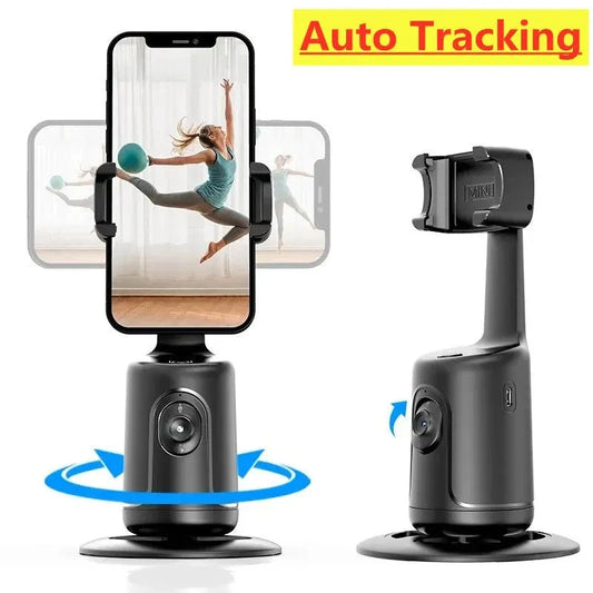 360° Auto-Tracking Smartphone Gimbal with AI Face Tracking, Stabilization, and 360° Rotation for Vlogging, Live Streaming, and Video Recording