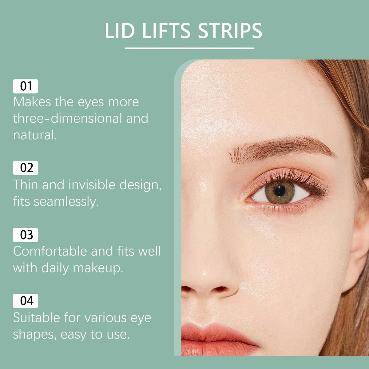 Pack of 80 hydrating eyelid sticker patches with glycerol and hyaluronic acid formula.