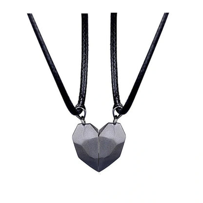 Elegant magnetic couple heart pendant necklace in various colors, featuring a unique magnetic design and premium gold-plated materials