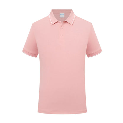 Cotton striped short sleeved workwear T-shirt in pink, navy blue and white, sizes S to 5XL
