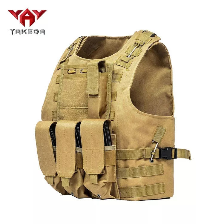 Military Fan Tactical Vest in black and mud colors for outdoor training and activities