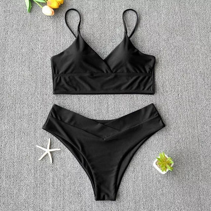 Women's two-piece swimwear bikini in various colors, perfect for beach and pool activities