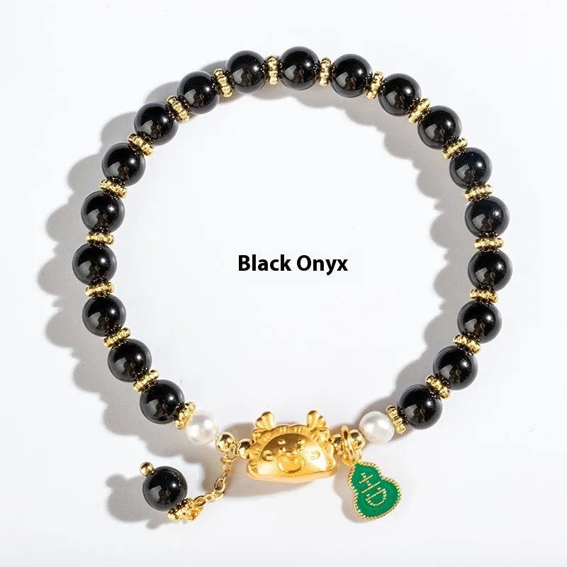 Handmade 8mm agate crystal bracelet with diamond-shaped beads in five natural stone colours