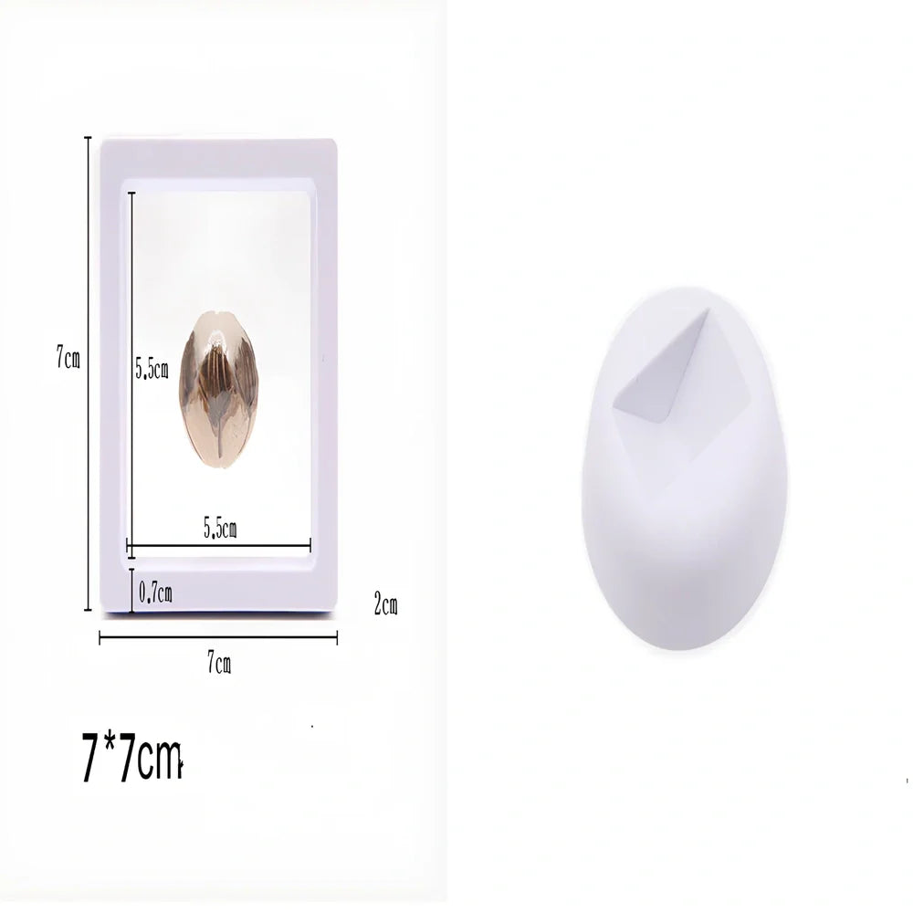 Black 11x11cm suspended 3D floating display frame holder with square base for coins and gems