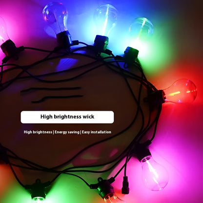 Outdoor waterproof decorative string lights with 10 transparent meteor bulbs on 5 metre cable