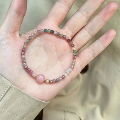 Women's geometric alloy bracelet with crystal charms in fresh sweet style