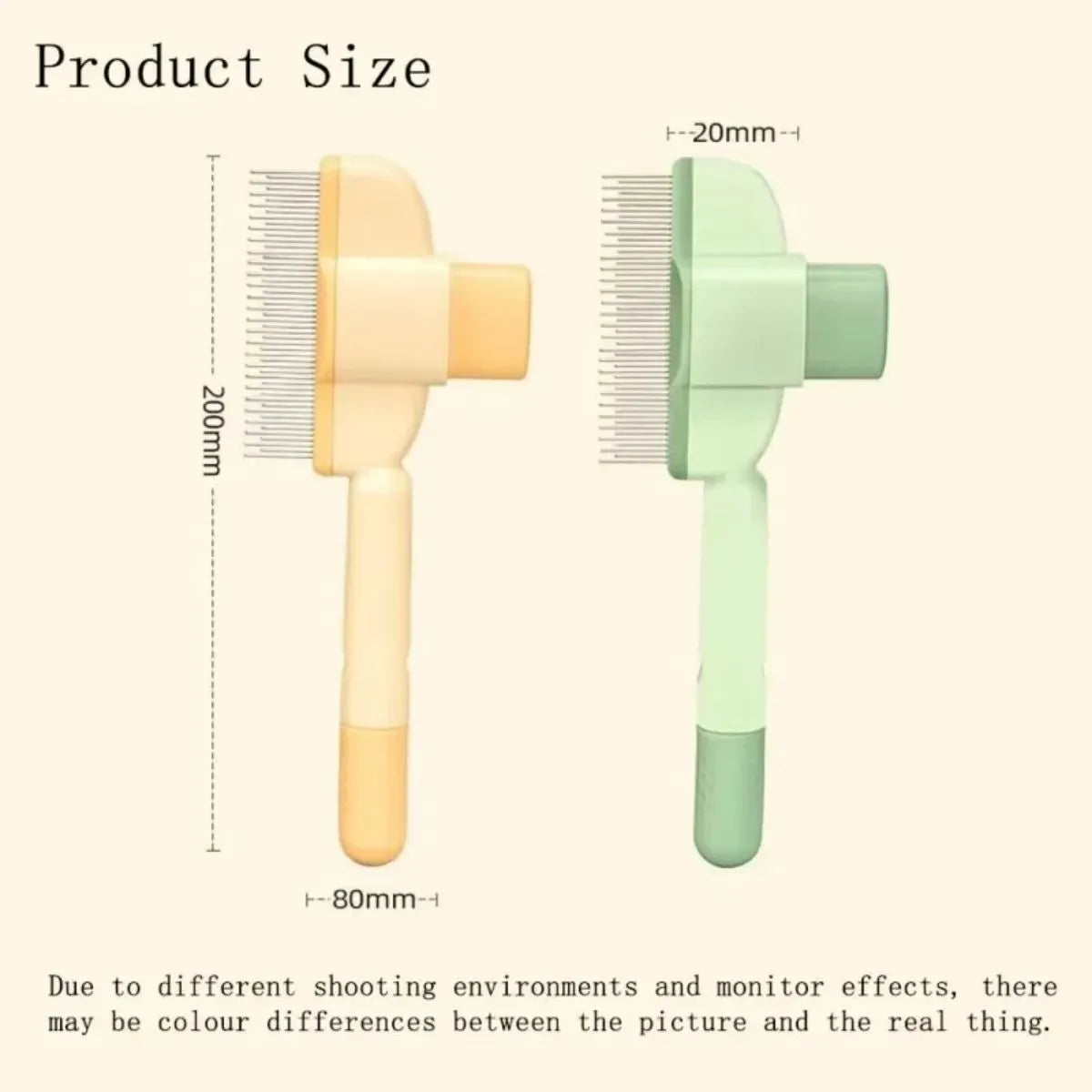 Green pet grooming brush with detachable hair collection tray and soft silicone handle