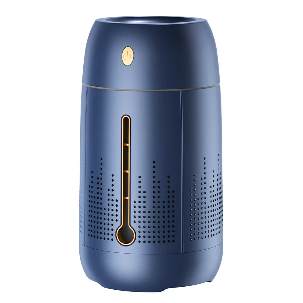 Round USB plug-in aromatherapy humidifier with ambient light and 1.0-2.5 litre water capacity