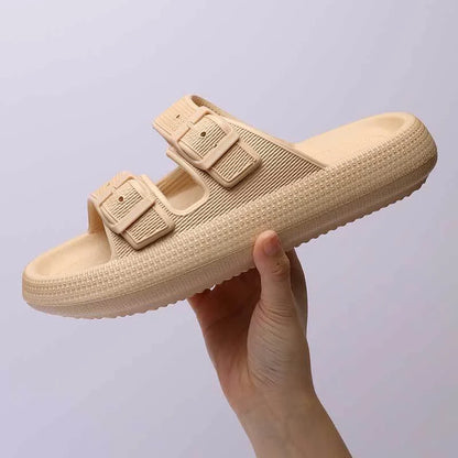 Stylish buckle slip-on platform sandals in various colors for women's summer fashion