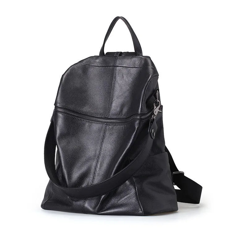 Women's genuine leather retro backpack in large and small size options with multiple compartments