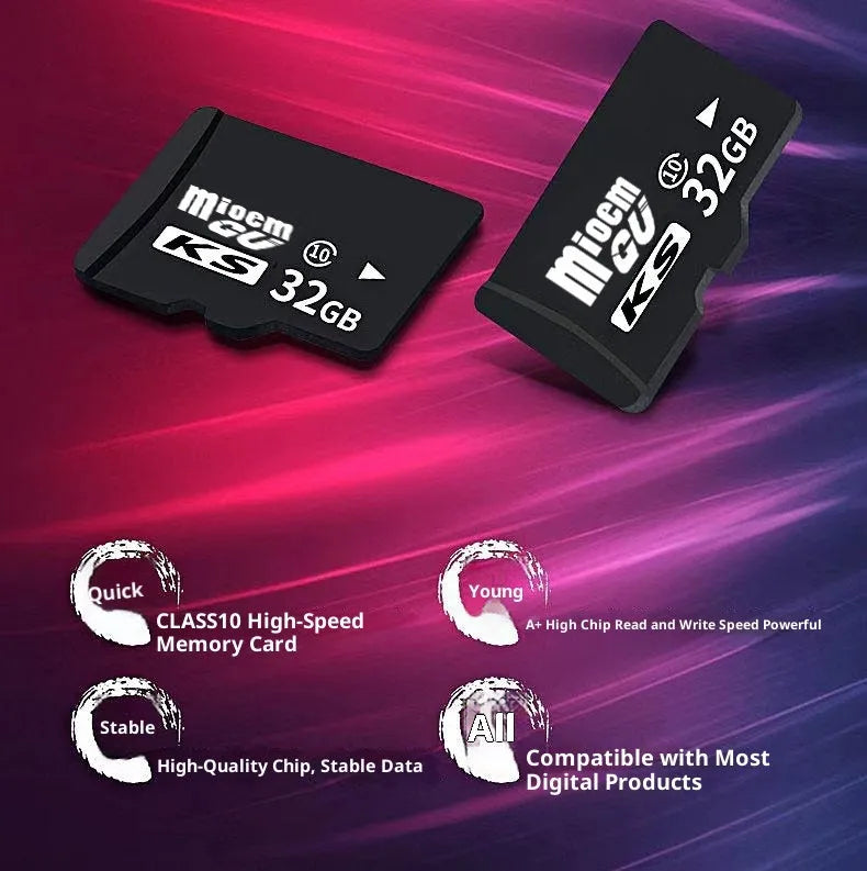 Black KS series TF memory card, 15 x 11 x 1mm, C10 high-speed edition for phones, cameras, and recorders