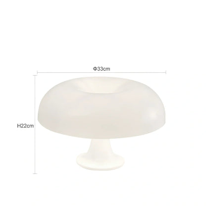 Mushroom-shaped acrylic table lamp in orange or white with three-colour dimming and USB plug for bedroom use