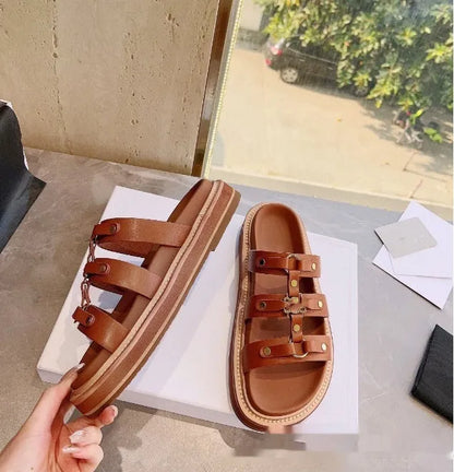 Women's white retro Roman sandal slippers with a sheepskin upper and patent leather finish.