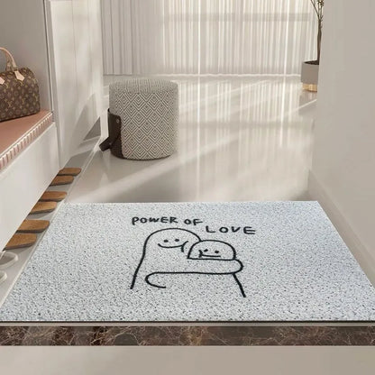 Cartoon facial expression home mat with geometric pattern, PVC material, available in four sizes for household use